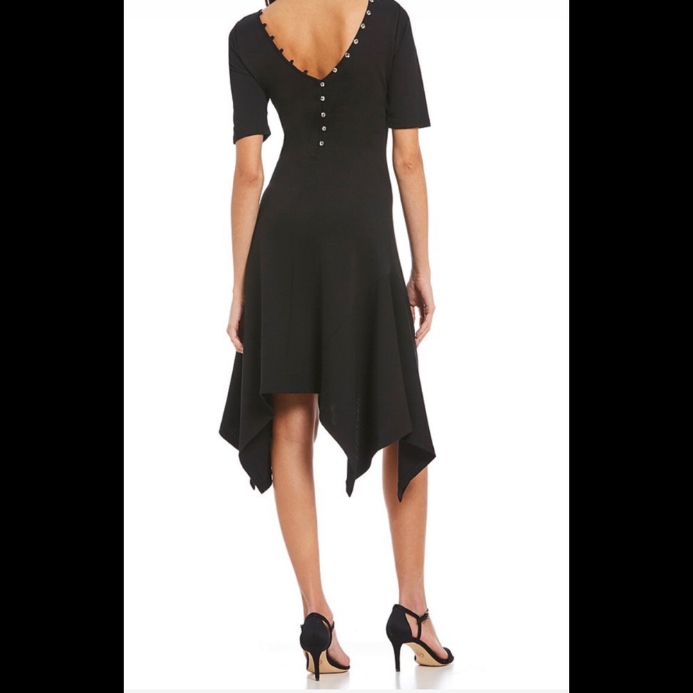 H Halston Handkerchief Dress -Button Back Detail, XS/TP